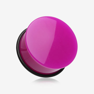 A Pair of Neon Colored UV Acrylic Single Flared Ear Gauge Plug-Purple